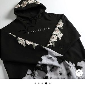 CIVIL REGIME - Roses Hoodie in Dip Dye wash (EXCLUSIVE - Size XL)